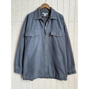 Vintage Anchor Blue Heavy Canvas‎ Quilted Work Jacket Blue - Large